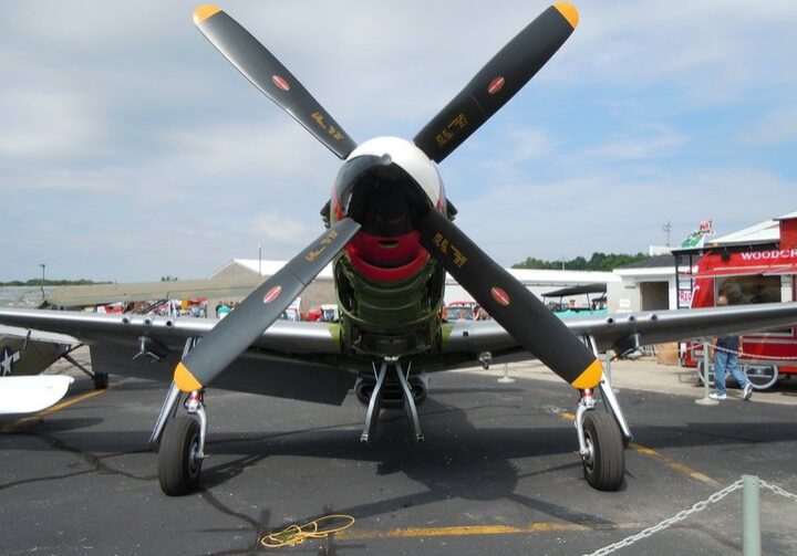 Closeup of airplane propellers